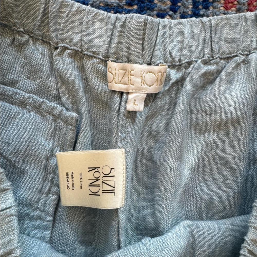 Suzi Kondi Light Blue Linen Bubble Shorts - Picture 5 of 6